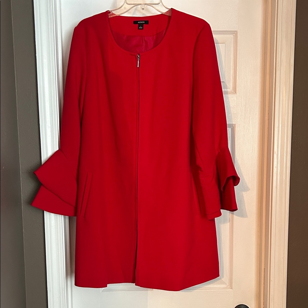 Alfani Vibrant Red Suitcoat with adorable ruffle sleeves!